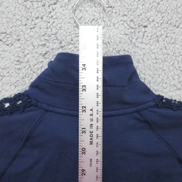 Lilly Pulitzer Skipper Solid Popover Dress XS Navy Crochet Long‎ Sleeve 1/4 Zip - Picture 12 of 13